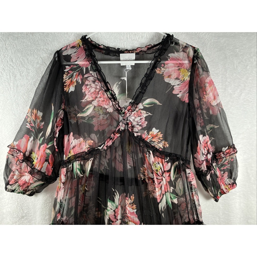 Johnny Was Jade Silk Maxi Dress XS Pink Floral Tiered Romantic Boho Empire NWT